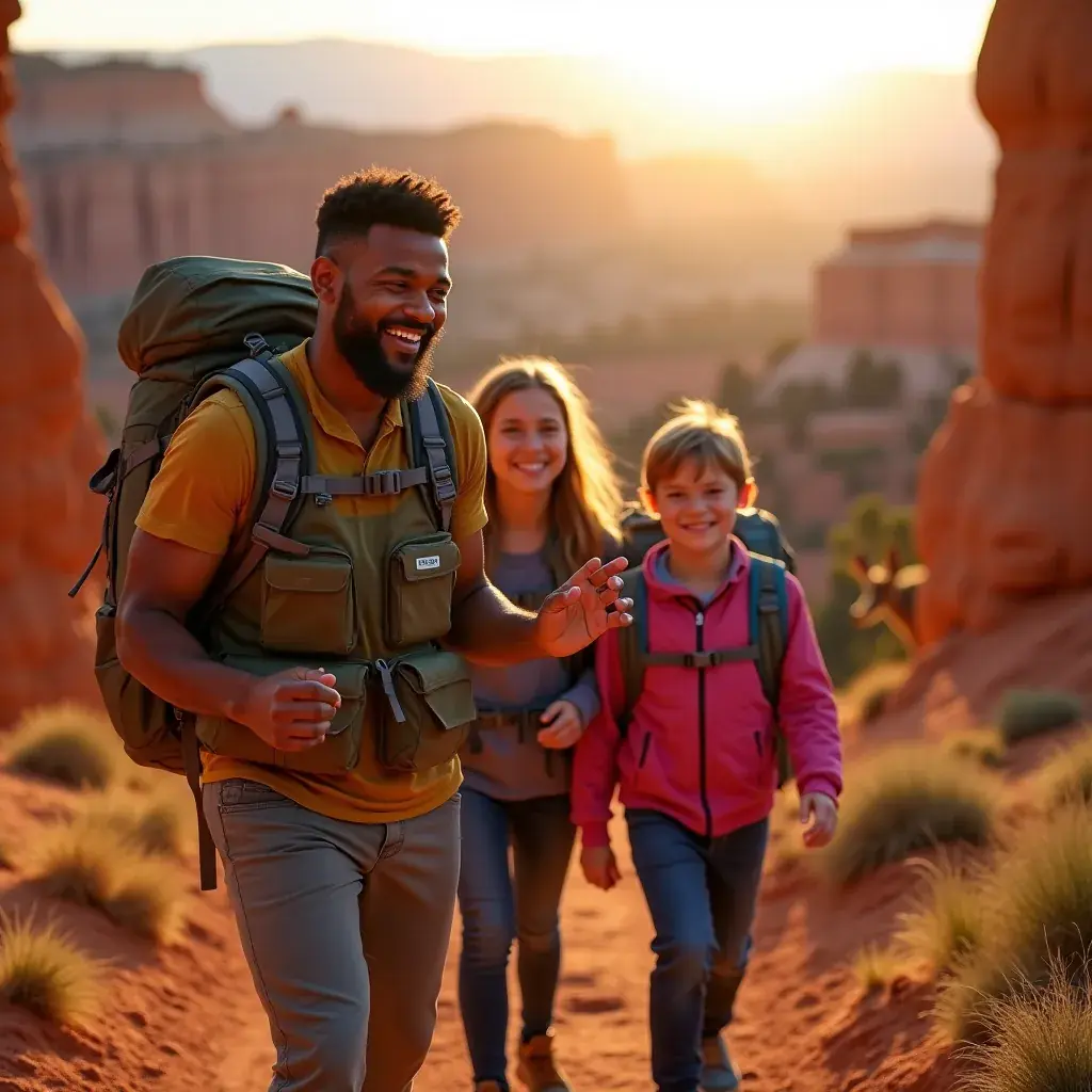 Групповая экскурсия по каньону Брайс во время утренней прогулки.