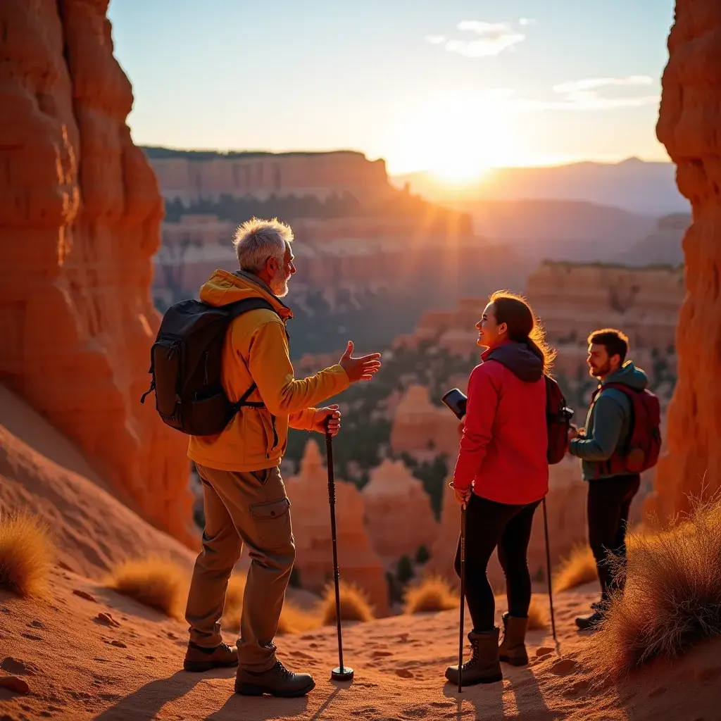 Пешеходная тропа в каньоне Брайс с видами на величественные скальные образования.